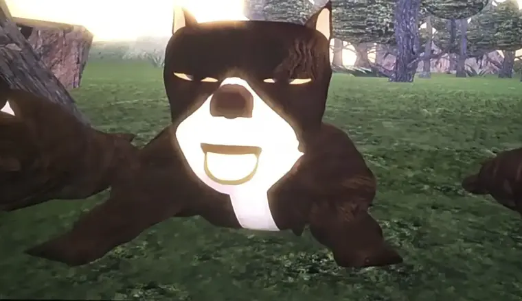 Niu Lai frame: a black panther with an enormous white grin